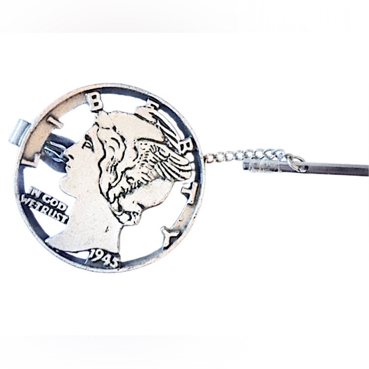 Vintage Tie Clip Mercury Dime Coin